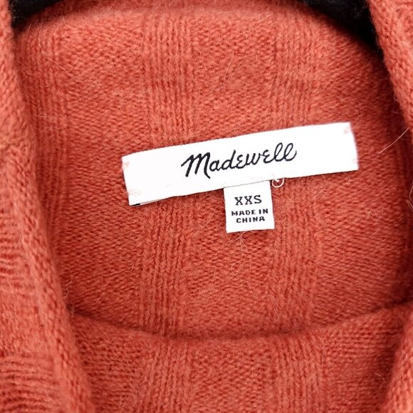 Madewell Merino Wool Alpaca Blend Mock Neck Pullover Sweater Size XXS Orange - Picture 8 of 10